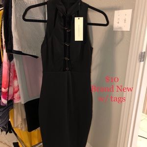Dance&Marvel Black Midi Form Fitting Dress